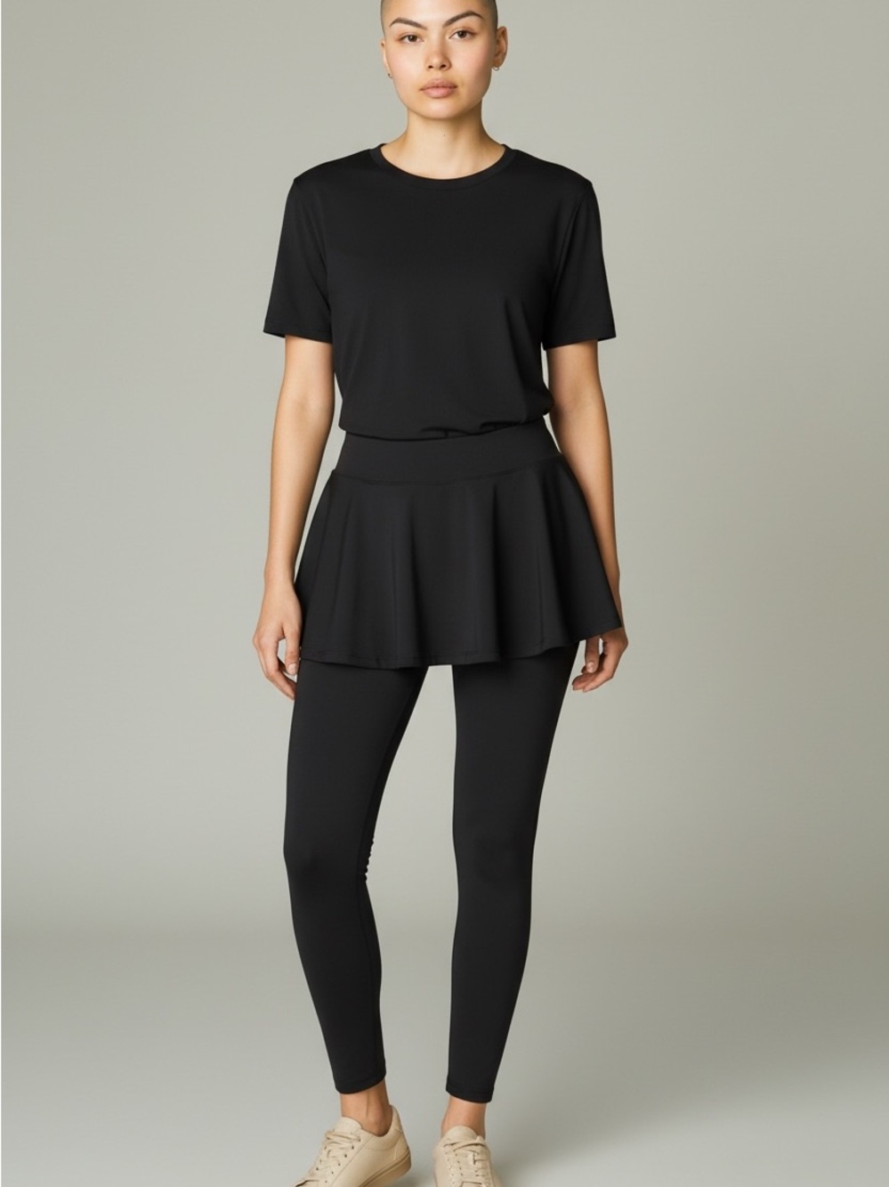 Women’s Annivo Black Skirted Ankle Length Leggings Size Medium - Picture 4 of 4